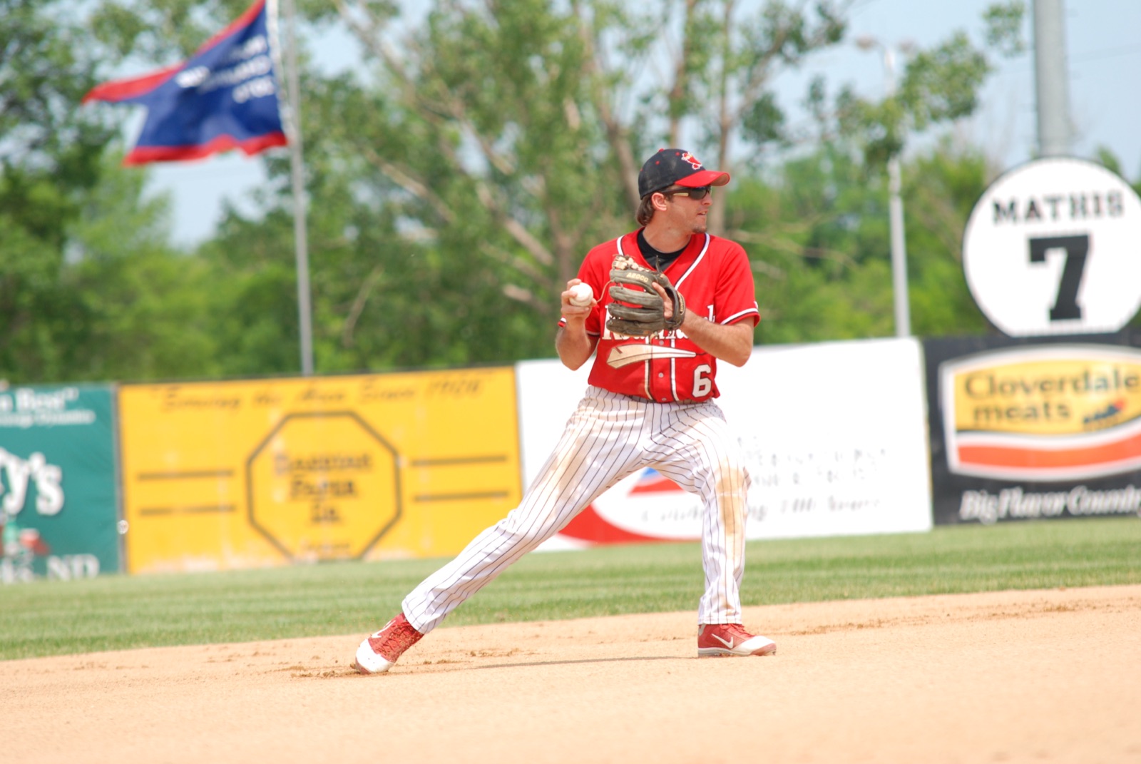 Zach Penprase in his playing days, mid-game on the infield
